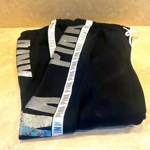 PINK bling joggers in black - Medium